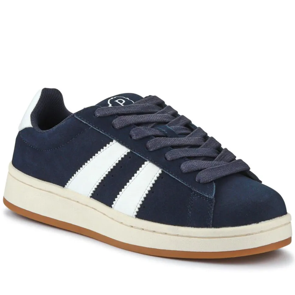 Suede Lace-Up Trainers - Navy