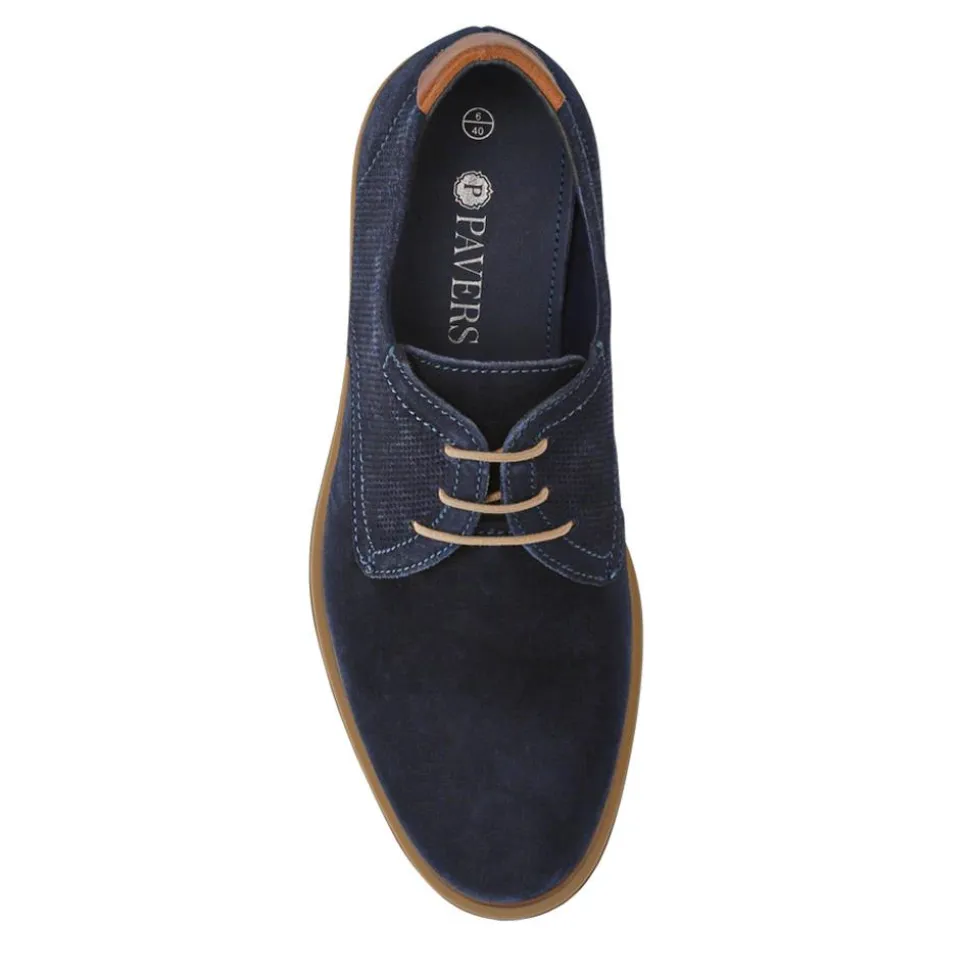 Suede Leather Lace-Up Shoes - Navy