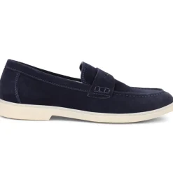 Suede Slip-On Loafers - Navy