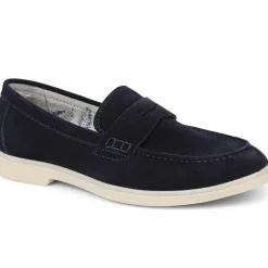 Suede Slip-On Loafers - Navy
