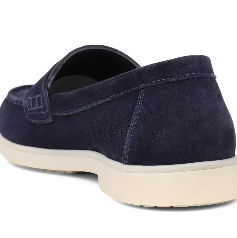 Suede Slip-On Loafers - Navy
