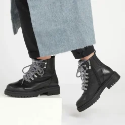 Susanna Leather Hiker Boots - Black