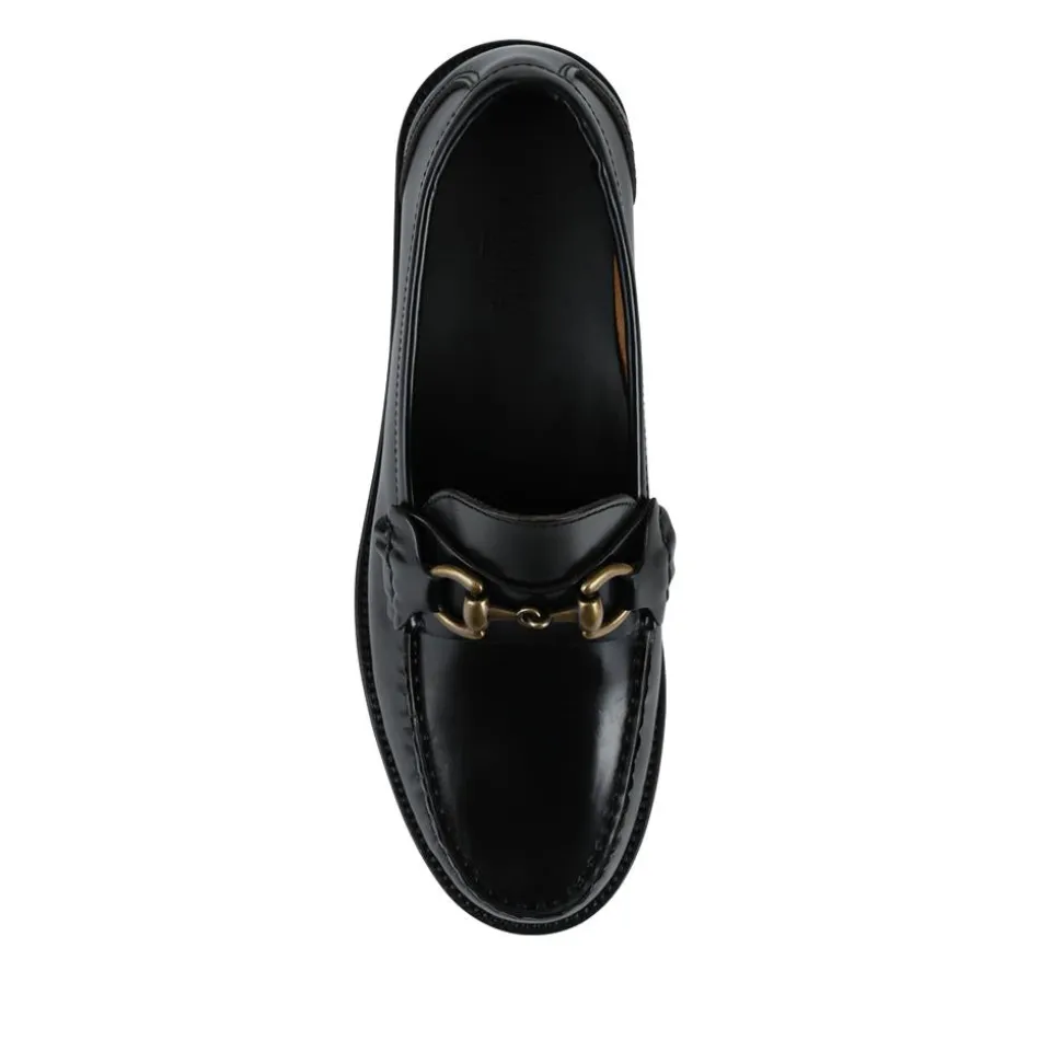 Talitha Leather Heeled Moccasins - Black