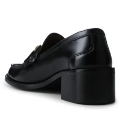 Talitha Leather Heeled Moccasins - Black