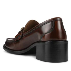 Talitha Leather Heeled Moccasins - Cognac