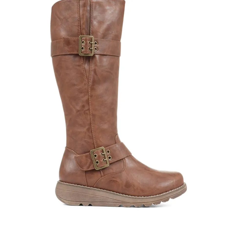 Tall Buckle Boots - Tan