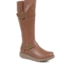 Tall Buckle Boots - Tan