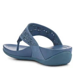 Tall-Heeled Toe-Post Sandals - Blue