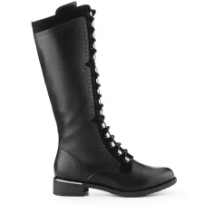 Tall Lace Long Boots - Black