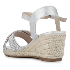 Tall Wedge-Heeled Espadrilles - Silver