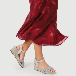 Tall Wedge-Heeled Espadrilles - Silver