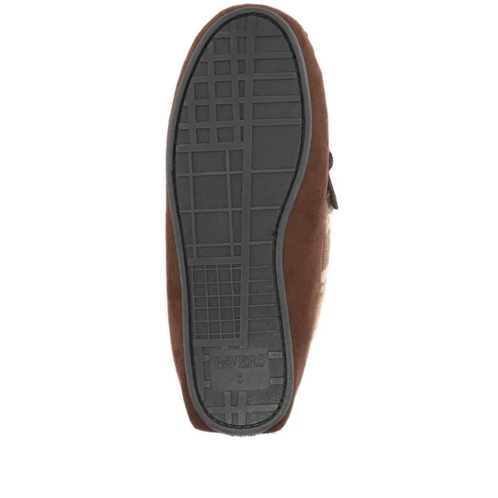Tartan Cuff Slippers - Brown