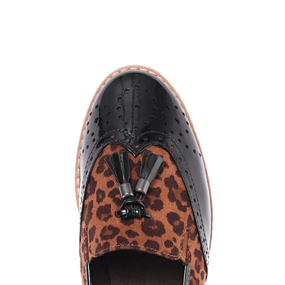 Tassel Loafers - Black-Leopard