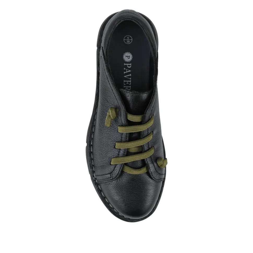 Thick Laced Leather Shoes - Black