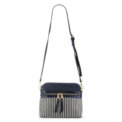 Tonal Cross-Body Bag - Navy - White