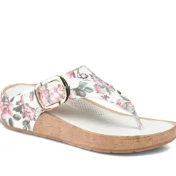 Touch Fasten Buckled Toe Post Sandals - White Floral