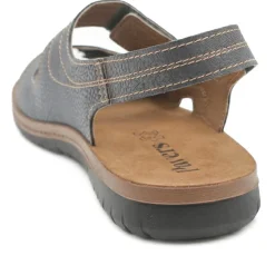 Touch Fasten Casual Sandals with Flat Heels - Blue
