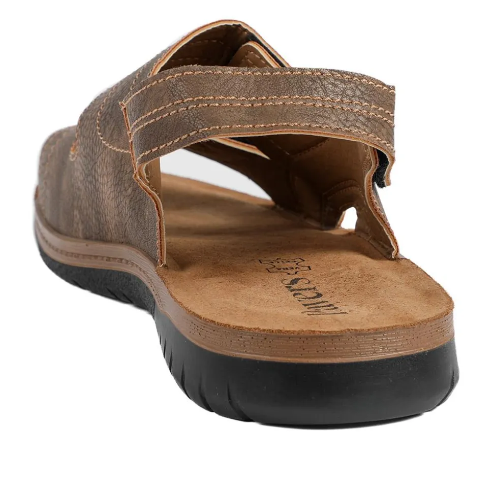 Touch Fasten Casual Sandals with Flat Heels - Brown