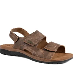 Touch Fasten Casual Sandals with Flat Heels - Brown