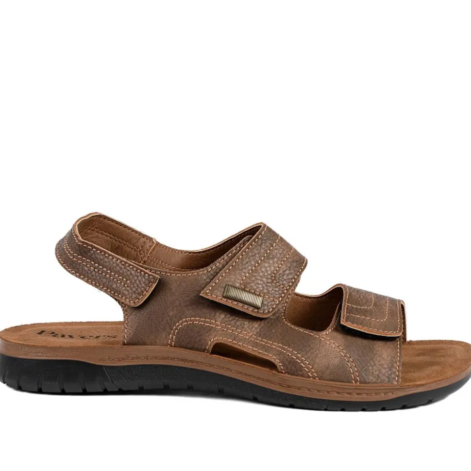 Touch Fasten Casual Sandals with Flat Heels - Brown