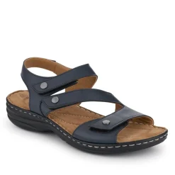 Touch-Fasten Cushioned Leather Sandals - Navy