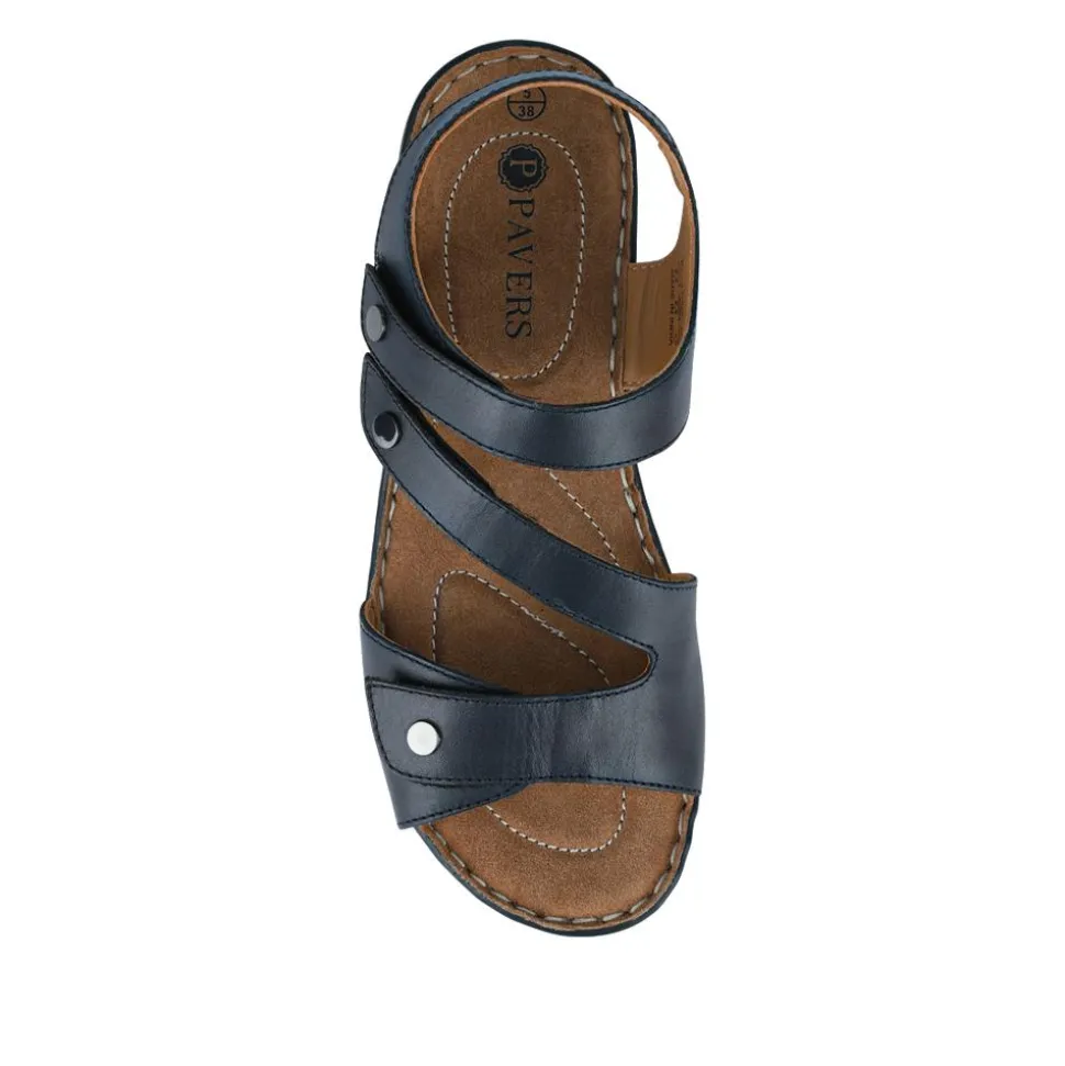 Touch-Fasten Cushioned Leather Sandals - Navy
