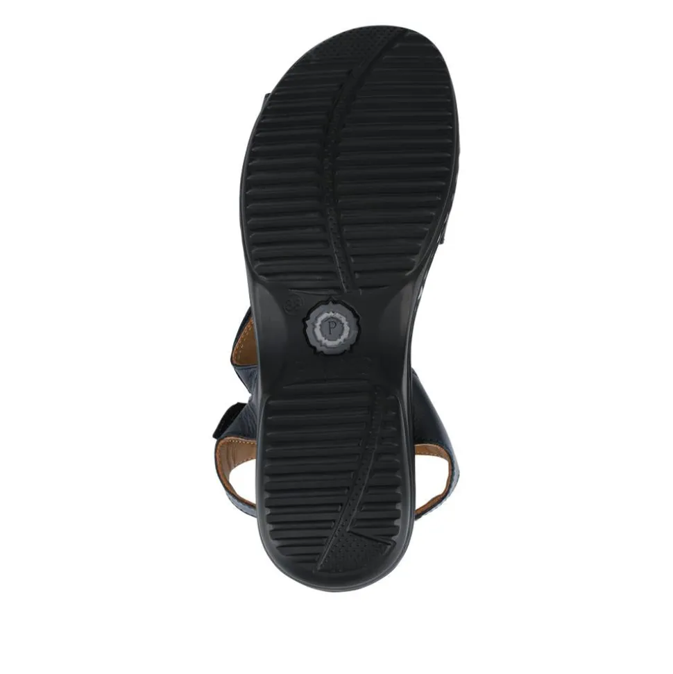 Touch-Fasten Cushioned Leather Sandals - Navy