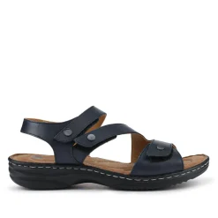 Touch-Fasten Cushioned Leather Sandals - Navy