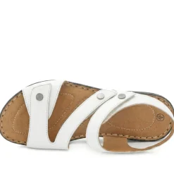 Touch-Fasten Cushioned Leather Sandals - White