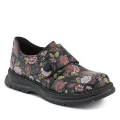 Touch-Fasten Daily Monk Shoes - Black Rose Floral