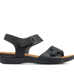Touch-Fastening Flat Sandals - Black