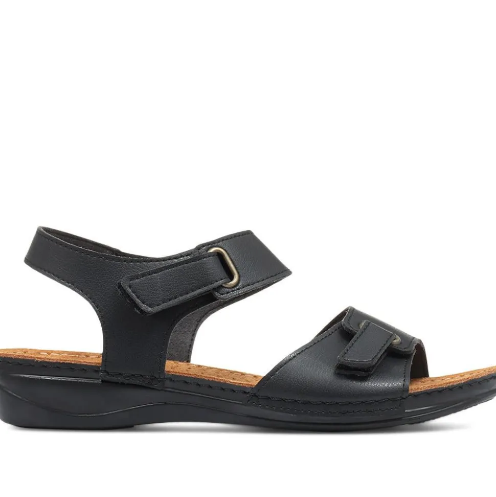 Touch-Fastening Flat Sandals - Black