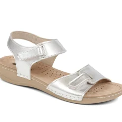 Touch-Fastening Flat Sandals - Silver