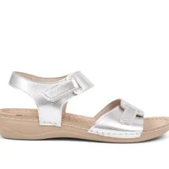 Touch-Fastening Flat Sandals - Silver