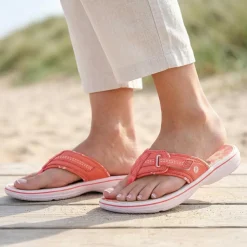 Touch-Fastening Toe Post Sandals - Coral