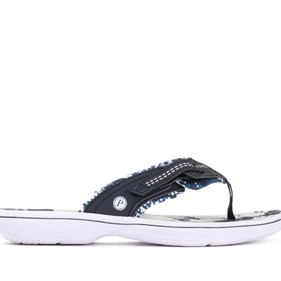 Touch-Fastening Toe Post Sandals - Navy