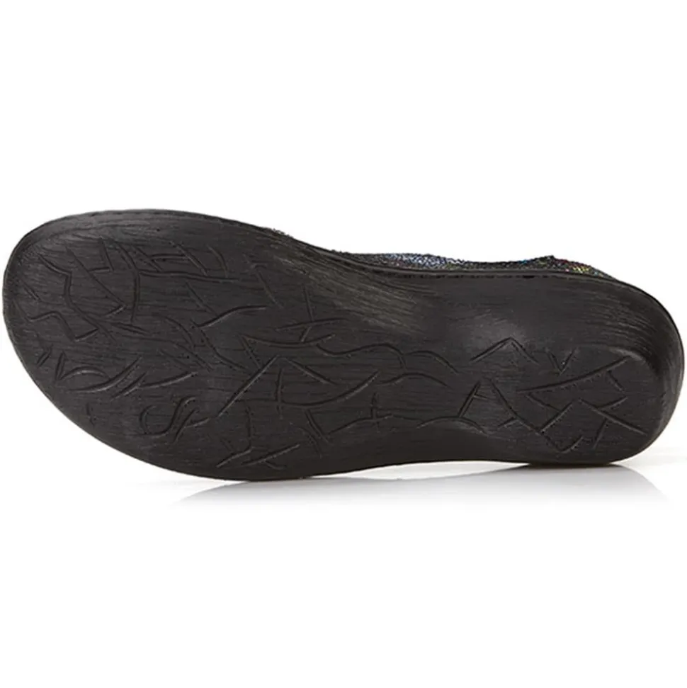 Touch-Fasten Leather Mary Jane - Black Multi