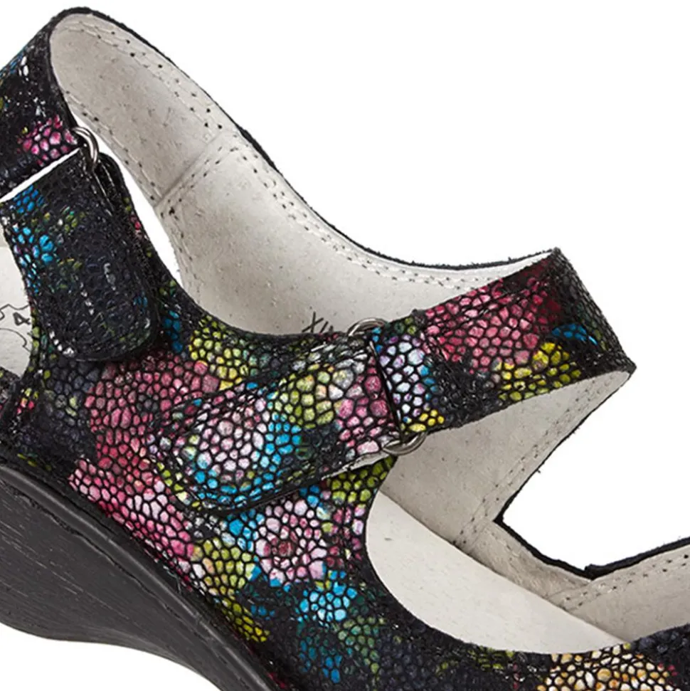 Touch-Fasten Leather Mary Jane - Black Multi