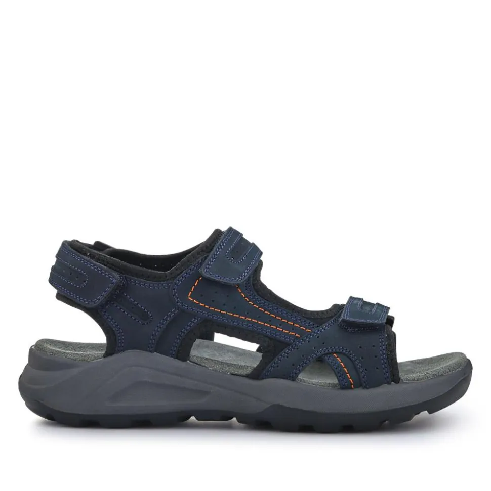 Touch-Fasten Leather Sandals - Navy