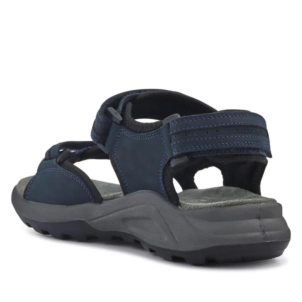 Touch-Fasten Leather Sandals - Navy