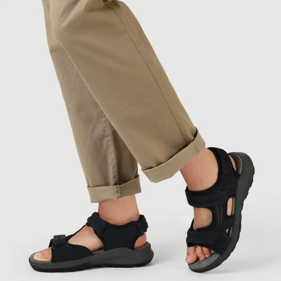 Touch-Fasten Leather Sandals - Navy
