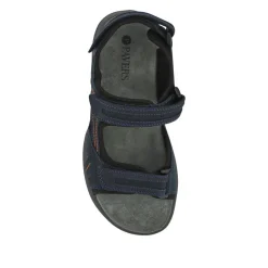 Touch-Fasten Leather Sandals - Navy
