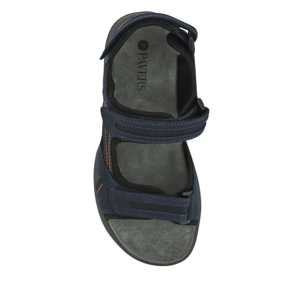 Touch-Fasten Leather Sandals - Navy