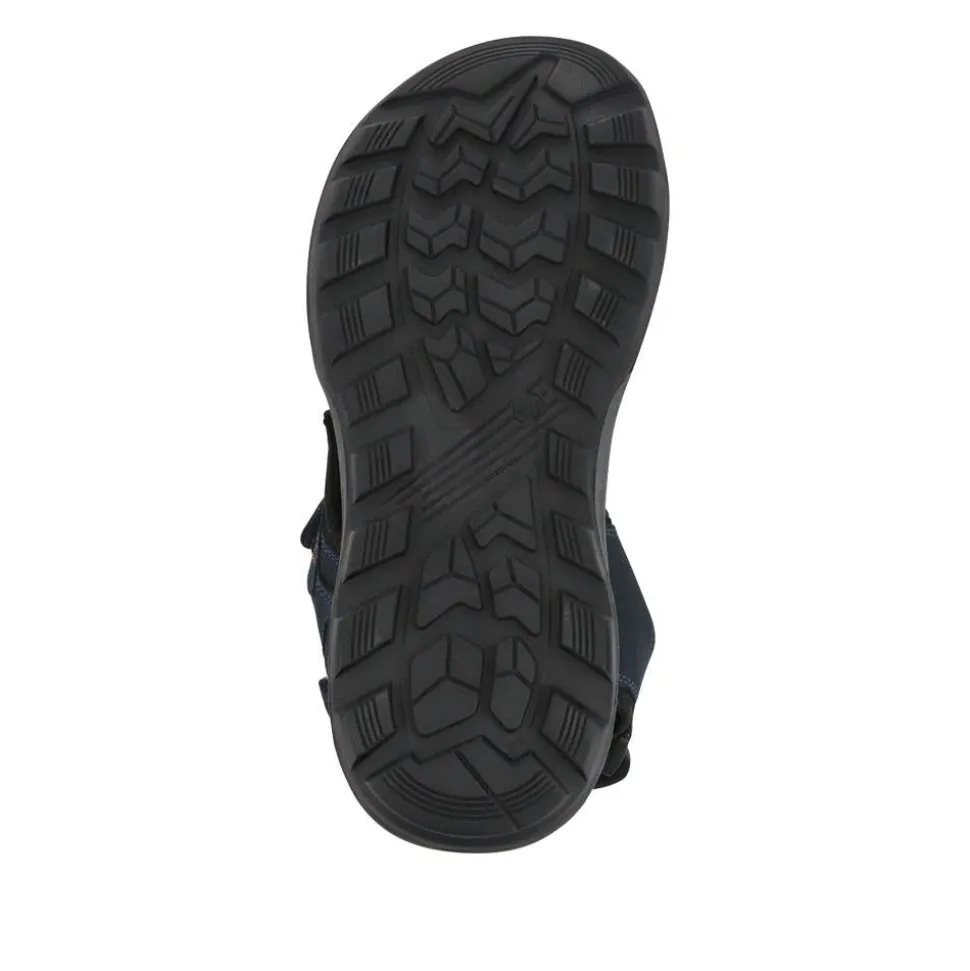 Touch-Fasten Leather Sandals - Navy