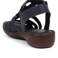 Touch-Fasten Leather Sandals - Navy