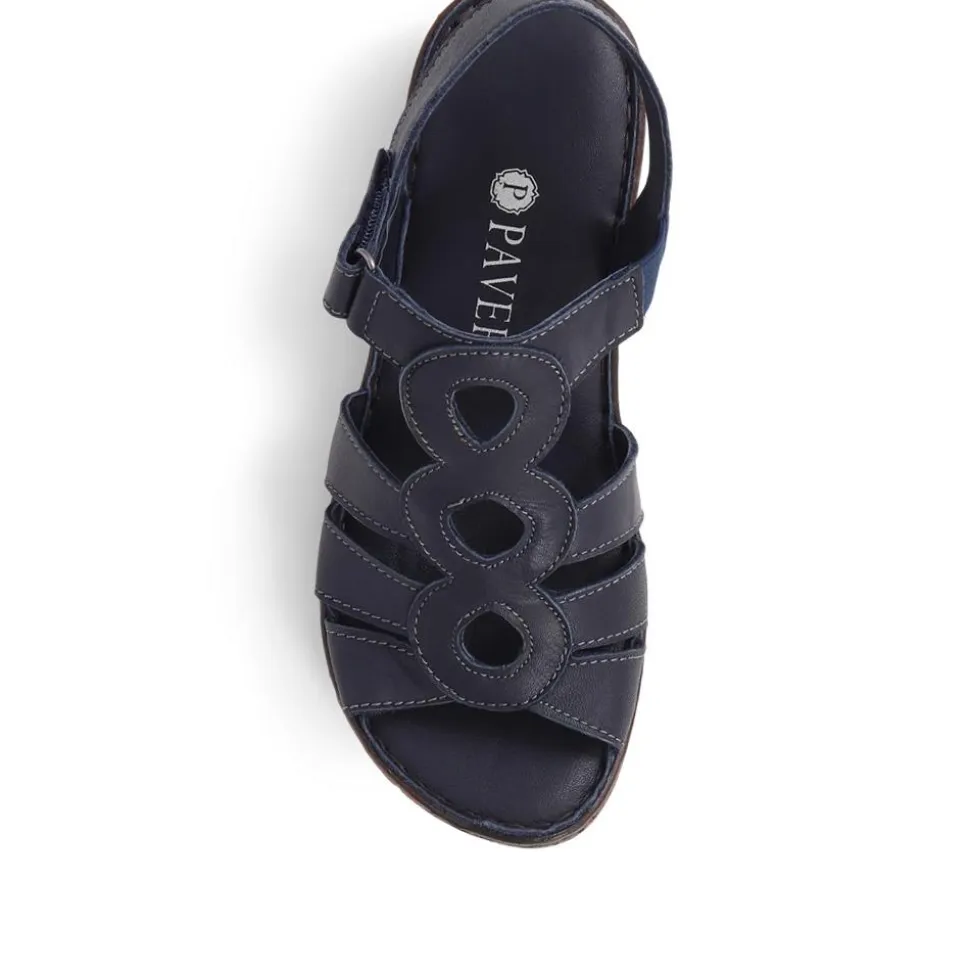 Touch-Fasten Leather Sandals - Navy