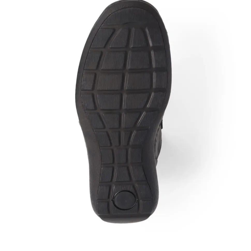 Touch-Fasten Leather Shoes - Black