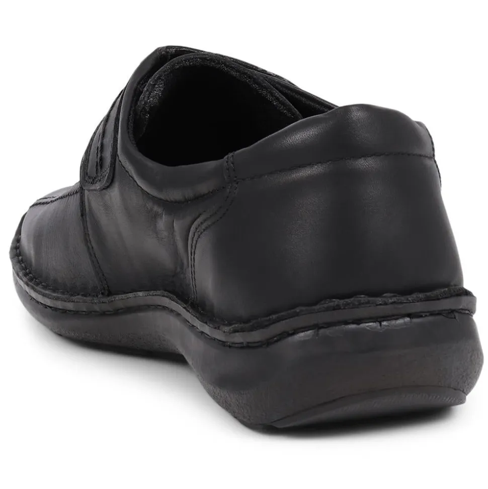 Touch-Fasten Leather Shoes - Black
