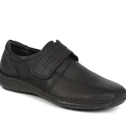 Touch-Fasten Leather Shoes - Black