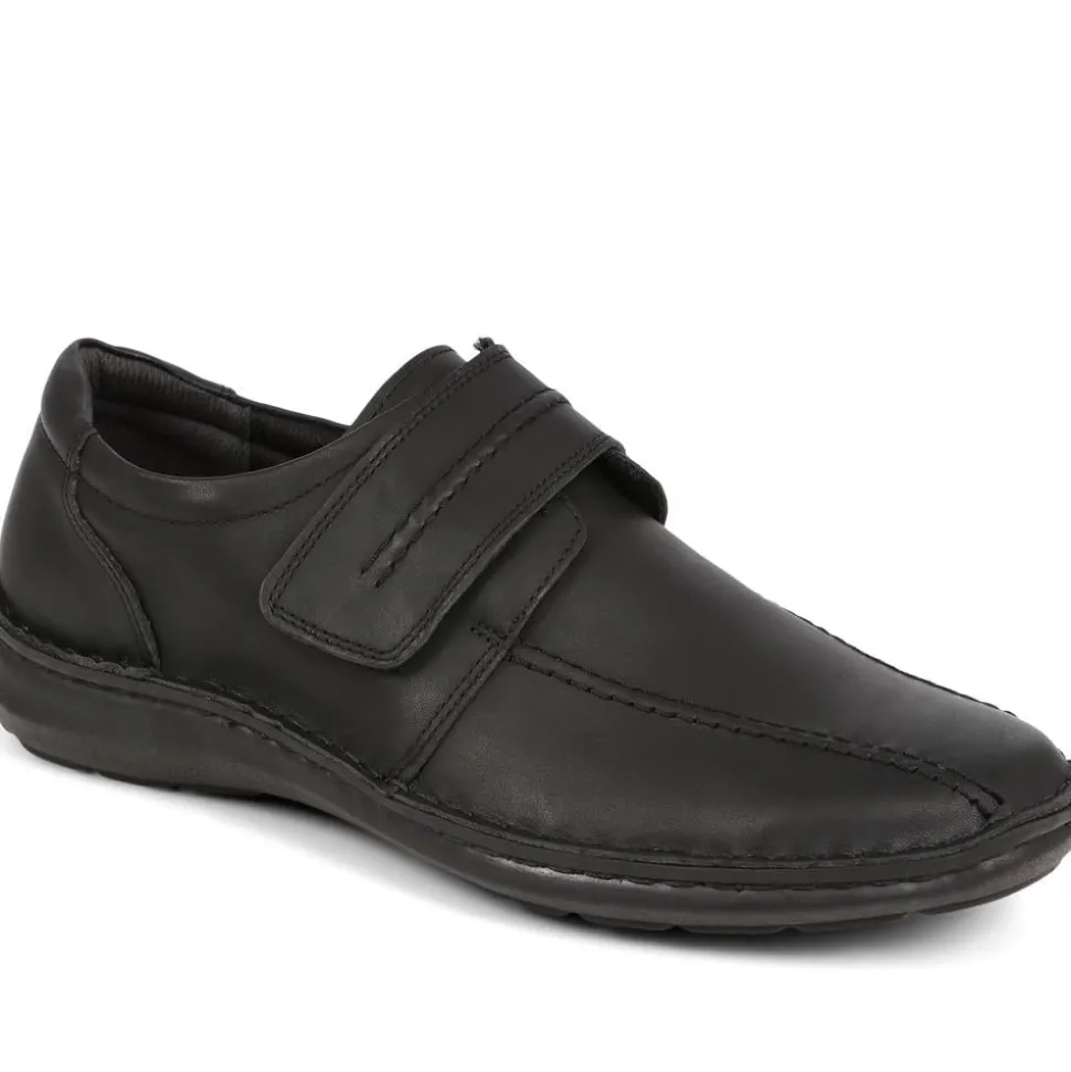Touch-Fasten Leather Shoes - Black